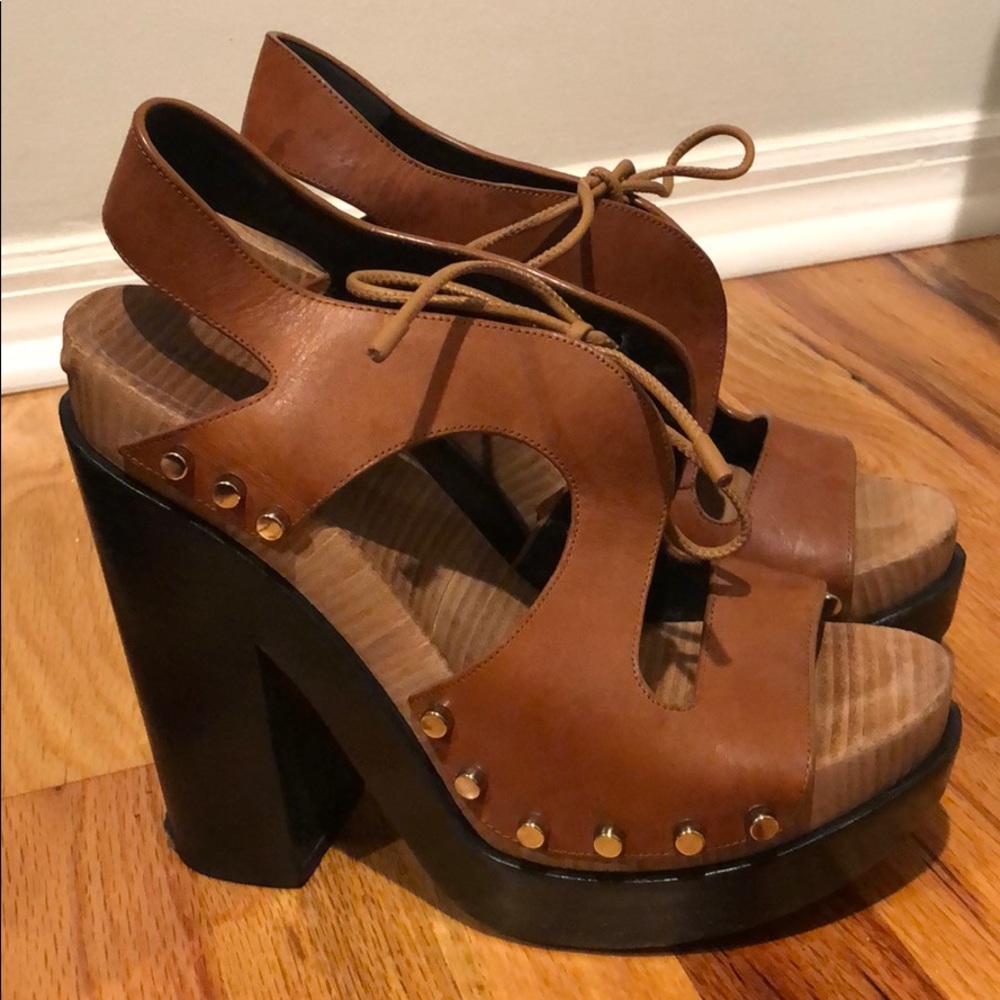 Balenciaga Brown Clog Platform Sandals